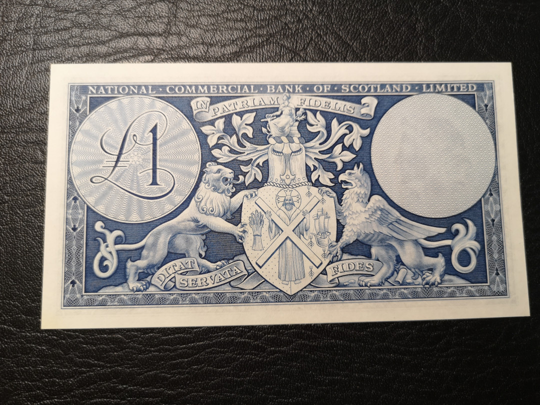 《外钞收藏家》第八十四期拍卖（广州2020币展特拍） 苏格兰1959年1镑  BWC精品 全新unc