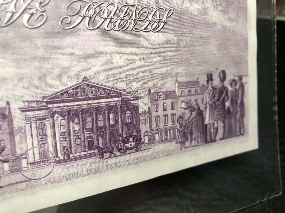 《外钞收藏家》第八十四期拍卖（广州2020币展特拍） 苏格兰5镑 1947-58年 BWC早期作品，超大票幅，虽然40分，状态很不错。是苏格兰和BWC作品里的精品