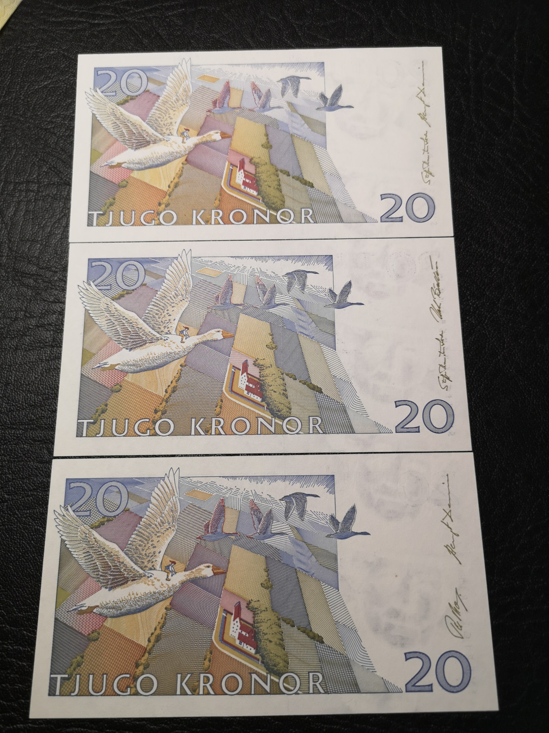 《外钞收藏家》第八十四期拍卖（广州2020币展特拍） 瑞典初版20克朗三张 全新绝品 雕刻异常精美