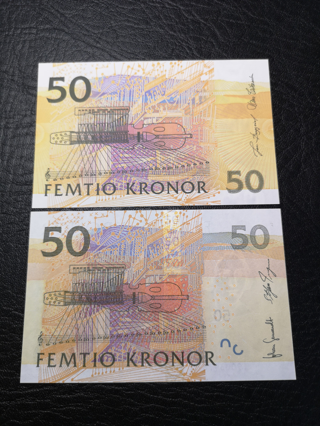 《外钞收藏家》第八十四期拍卖（广州2020币展特拍） 瑞典夜莺50克朗 初版再版两张 全新绝品