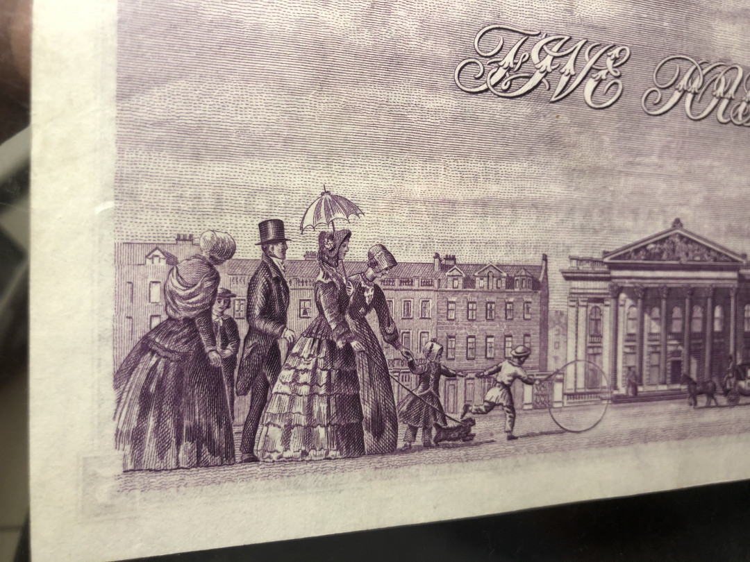 《外钞收藏家》第八十四期拍卖（广州2020币展特拍） 苏格兰5镑 1947-58年 BWC早期作品，超大票幅，虽然40分，状态很不错。是苏格兰和BWC作品里的精品