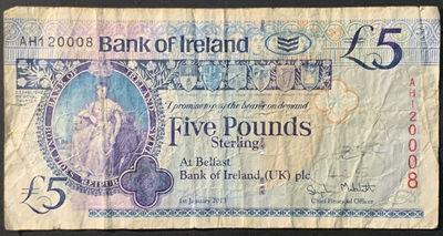 紫瑗钱币——微拍第107期—纸币场（团购） - 爱尔兰 2013年 5磅 流通品 