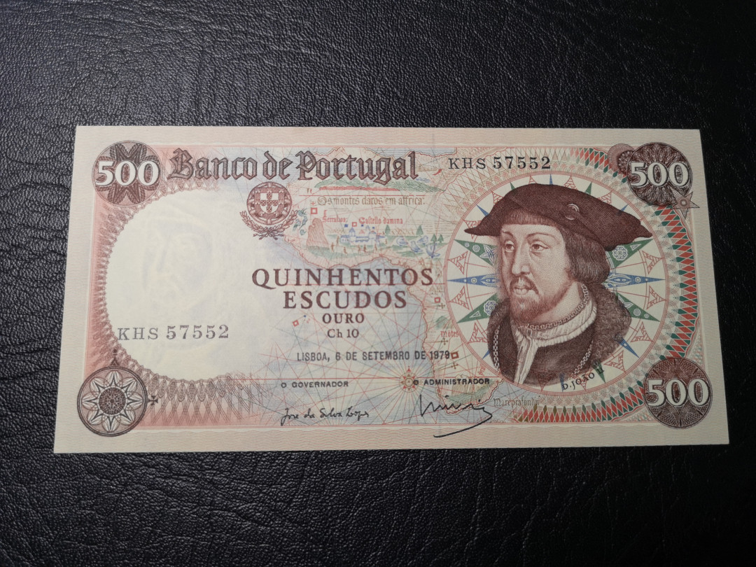 《外钞收藏家》第八十五期拍卖 葡萄牙1979年500  全新品相 精致美钞