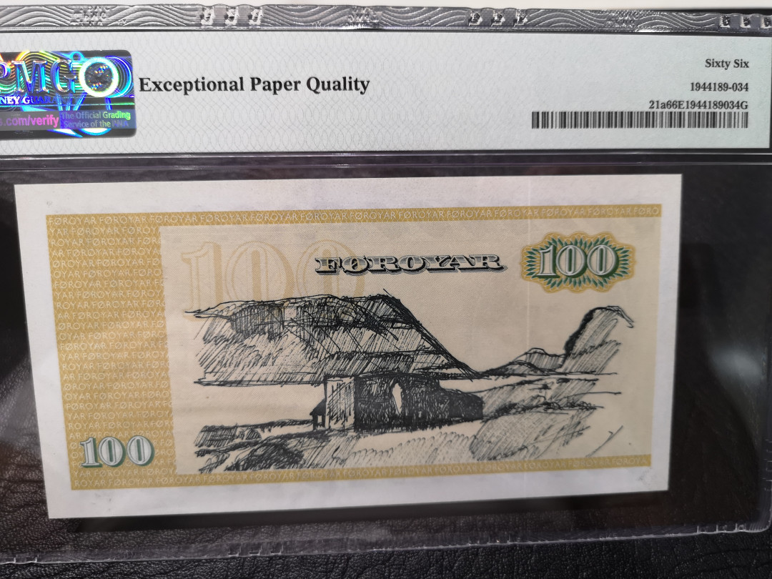 《外钞收藏家》第八十五期拍卖 法罗群岛1978年100克朗 pmg66 初版的