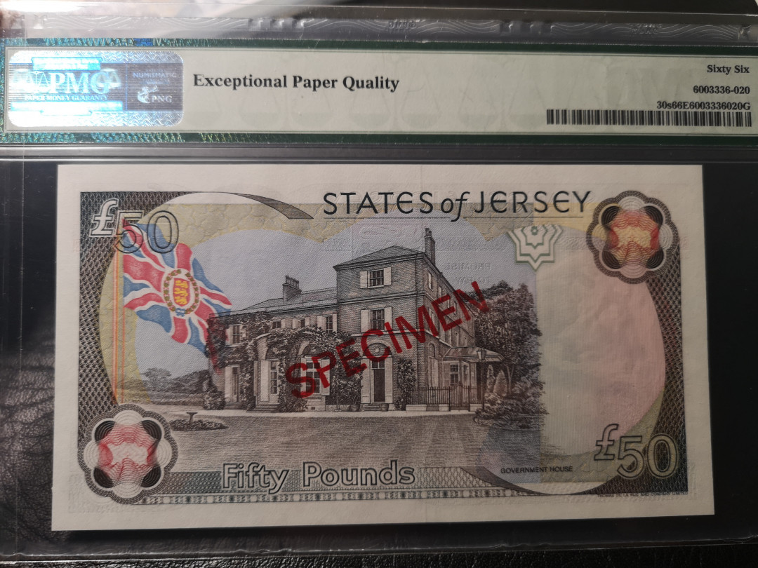 《外钞收藏家》第八十五期拍卖 泽西2000年50镑 pmg66 样钞