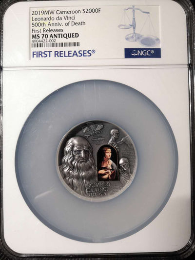 【随心拍&Getcoins】钱币拍卖第七十～期 喀麦隆2盎司达芬奇银币