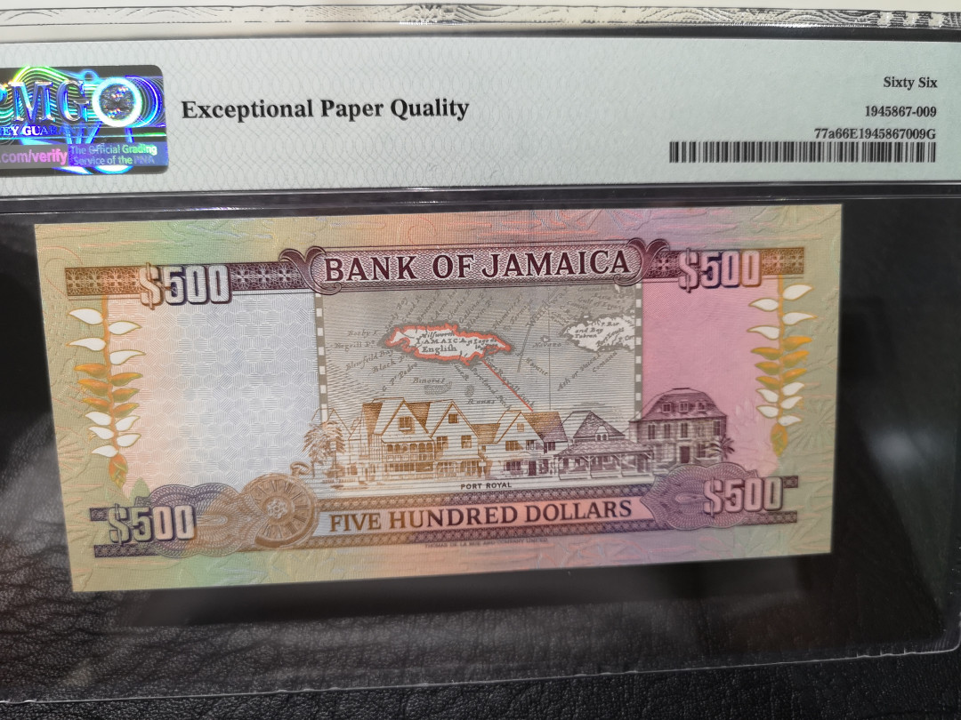 《外钞收藏家》第八十五期拍卖 牙买加1994年500刀 pmg66