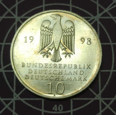燕姐换藏第三十七拍 1998年德国弗兰克慈善会300周年10马克银币