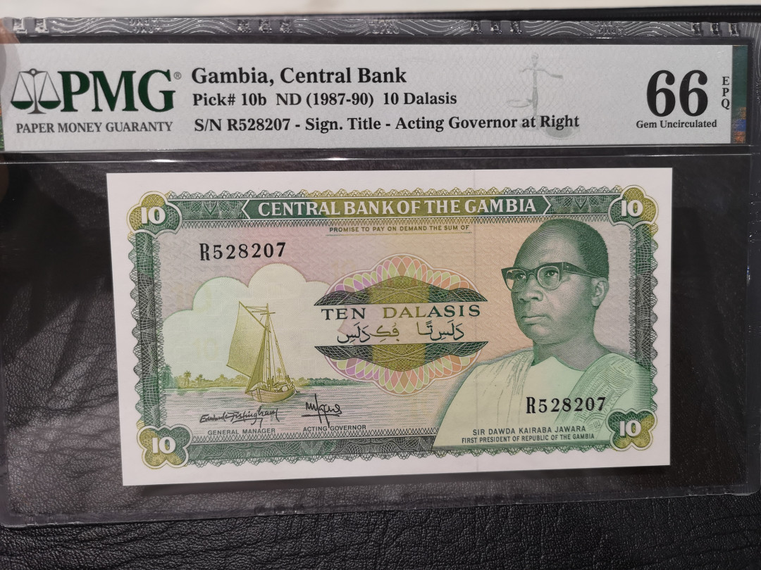 《外钞收藏家》第八十五期拍卖 冈比亚1987-90年 10面额 pmg66 叁拾钞