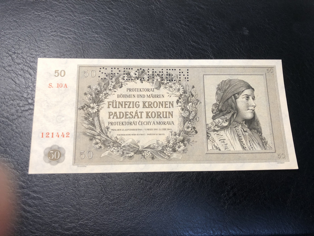 《外钞收藏家》第八十五期拍卖 波西米亚-摩拉维亚1944年50  全新品相