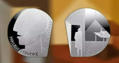 【随心拍&Getcoins】钱币拍卖第七十～期 拉脱维亚2019年进入房间的人异形银币