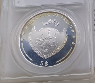 【随心拍&Getcoins】钱币拍卖第七十～期 PCGS帕劳2015年海底宝藏珍珠镶嵌银币，1盎司凹面设计