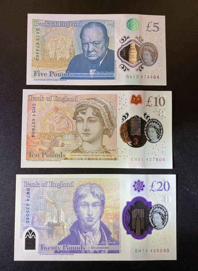 兄弟钱币收藏2020年第54期拍卖 英国F序列塑料钞大全5-10-20英镑，UNC