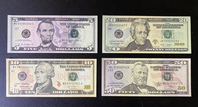 兄弟钱币收藏2020年第54期拍卖 美国2013年彩版小套5-10-20-50元，UNC，10美元有压痕