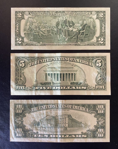 兄弟钱币收藏2020年第54期拍卖 美国1985年-1995年小头2-5-10-20-50-100元，2美元和50美元为UNC，其余为AU-EF