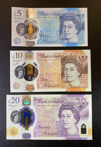 兄弟钱币收藏2020年第54期拍卖 英国F序列塑料钞大全5-10-20英镑，UNC