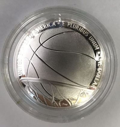 【随心拍&Getcoins】钱币拍卖第七十～期 美国2020年美国篮球名人堂曲面磨砂纪念银币