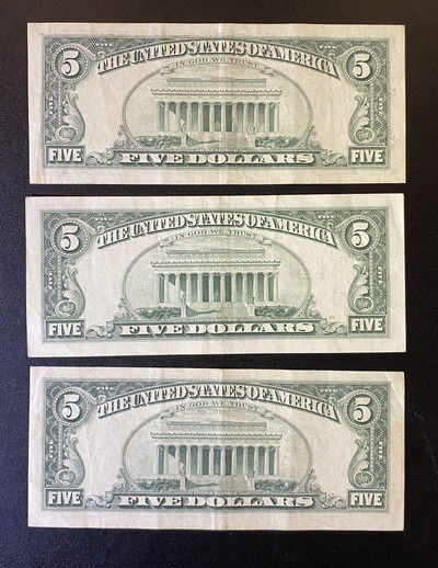 兄弟钱币收藏2020年第54期拍卖 美国1988年1995年小头5美元3枚，AU-EF