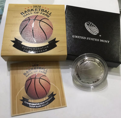 【随心拍&Getcoins】钱币拍卖第七十～期 美国2020年美国篮球名人堂曲面磨砂纪念银币