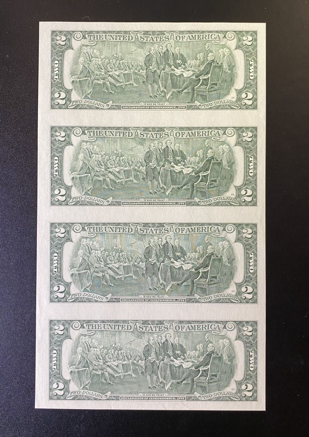 兄弟钱币收藏2020年第54期拍卖 美国2003年2美元四连体钞，狮子号头，UNC