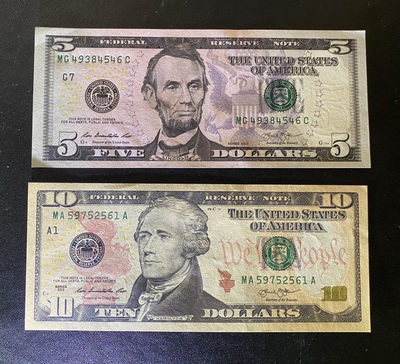 兄弟钱币收藏2020年第54期拍卖 美国2013年彩版小套5-10-20-50元，UNC，10美元有压痕