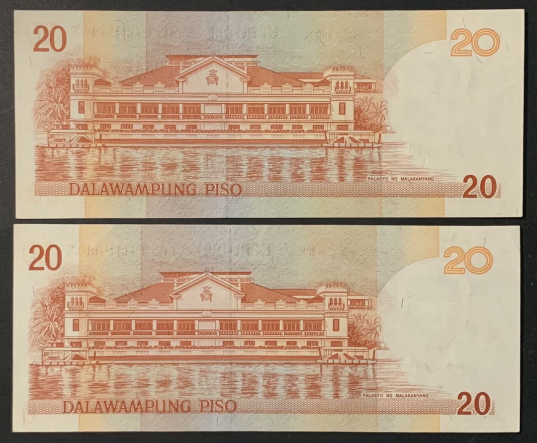 紫瑗钱币——微拍第112期—纸币场 菲律宾 2008年 20比索 2枚一组 UNC