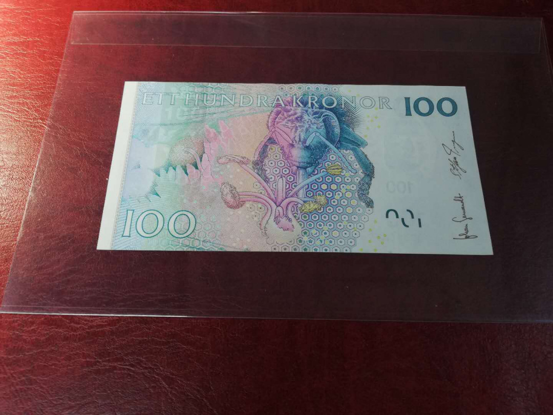 【YSculture】世界纸币 精选拍卖.第3期--中秋专场 全新 unc 瑞典 100克朗 背面颜色丰富漂亮 