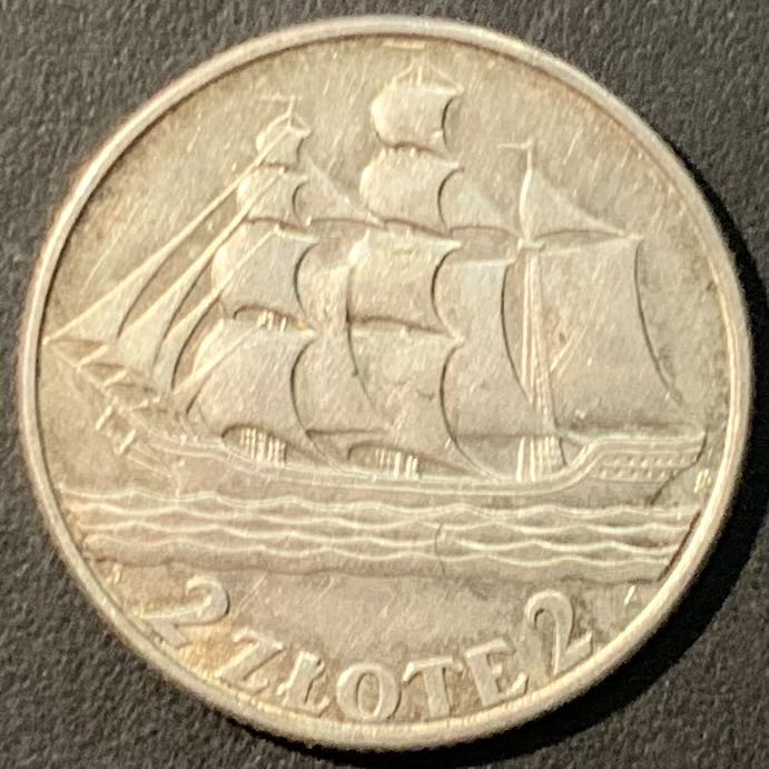 紫瑗钱币——微拍第109期 波兰 1936年 格丁尼亚海港15周年纪念 2兹罗提 4.4克 0.75银