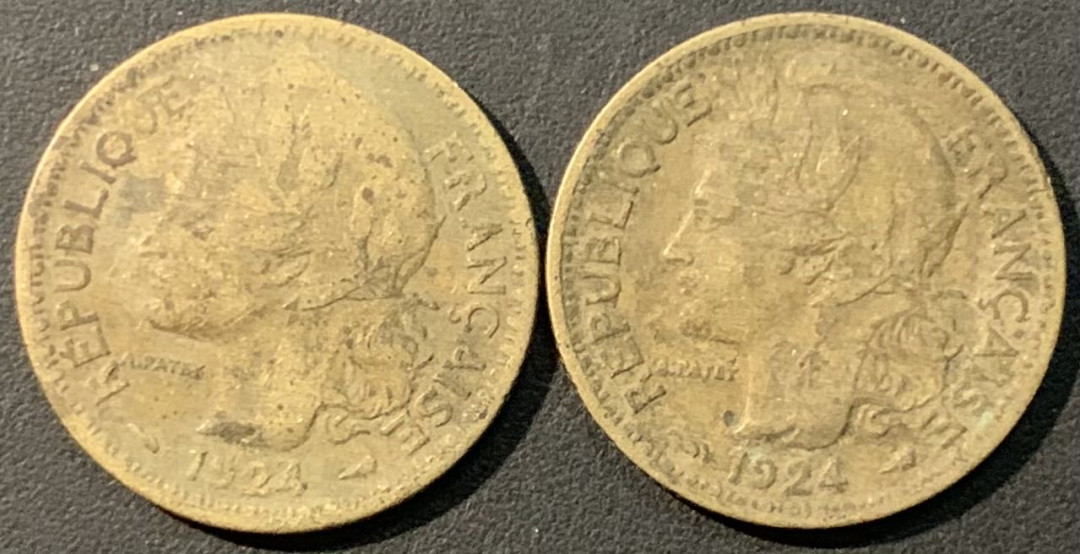 紫瑗钱币——微拍第109期 法属多哥 1924年 1法郎 2枚一组