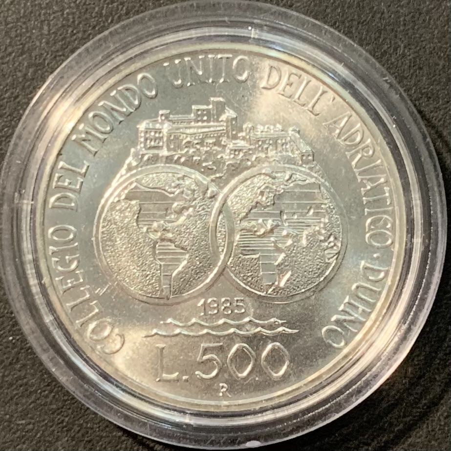 紫瑗钱币——微拍第109期 意大利 1985年 杜伊诺学院 500里拉 11克 0.835银 UNC