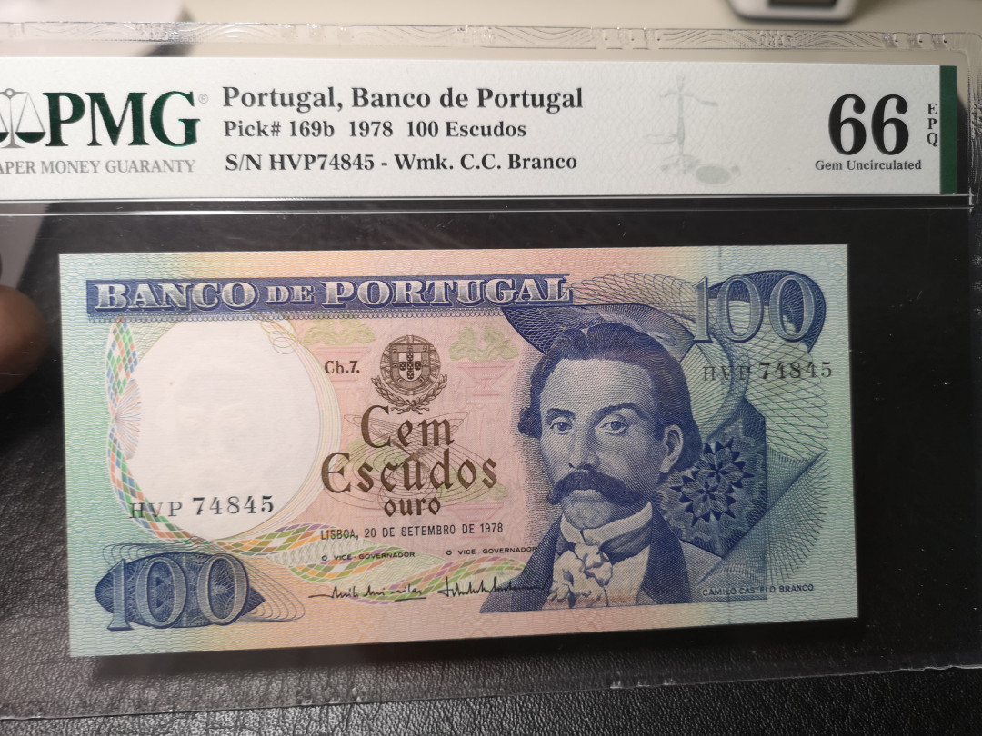 《外钞收藏家》第八十六期拍卖 国庆节专场 葡萄牙1978年100  pmg66