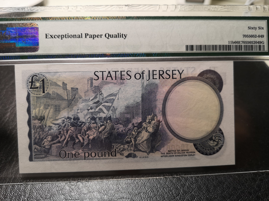 《外钞收藏家》第八十六期拍卖 国庆节专场 泽西1976-88年1镑 pmg66 179号小号