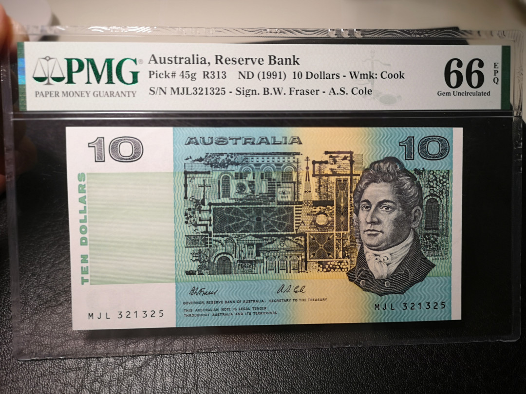 《外钞收藏家》第八十六期拍卖 国庆节专场 澳大利亚1991年10澳元 pmg66