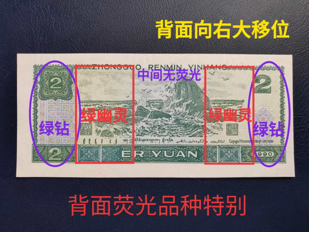 兴趣钱币拍卖 902背面两边荧光，大移位错币