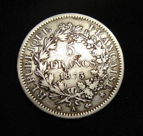 阿尔特米德古典钱币中国微拍第六期 法兰西第三共和国 法国1873年5法郎大银币