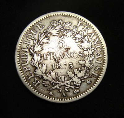 阿尔特米德古典钱币中国微拍第六期 法兰西第三共和国 法国1873年5法郎大银币