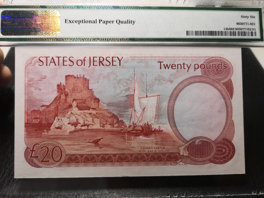 《外钞收藏家》第八十六期拍卖 国庆节专场 泽西1976-88年20镑 pmg66 
