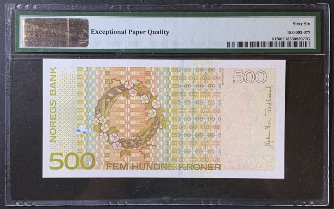紫瑗钱币——微拍第110期—纸币场 挪威 2012年 温斯特 500克朗 PMG 66 EPQ （P-51f）