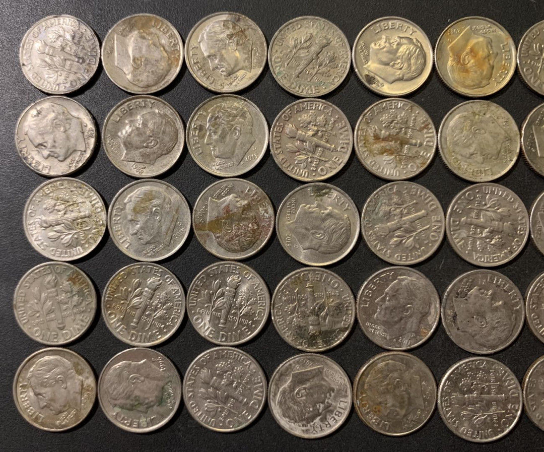 紫瑗钱币——微拍第111期 美国 1965年之后 罗斯福 10美分 镍币 共45枚 流通品