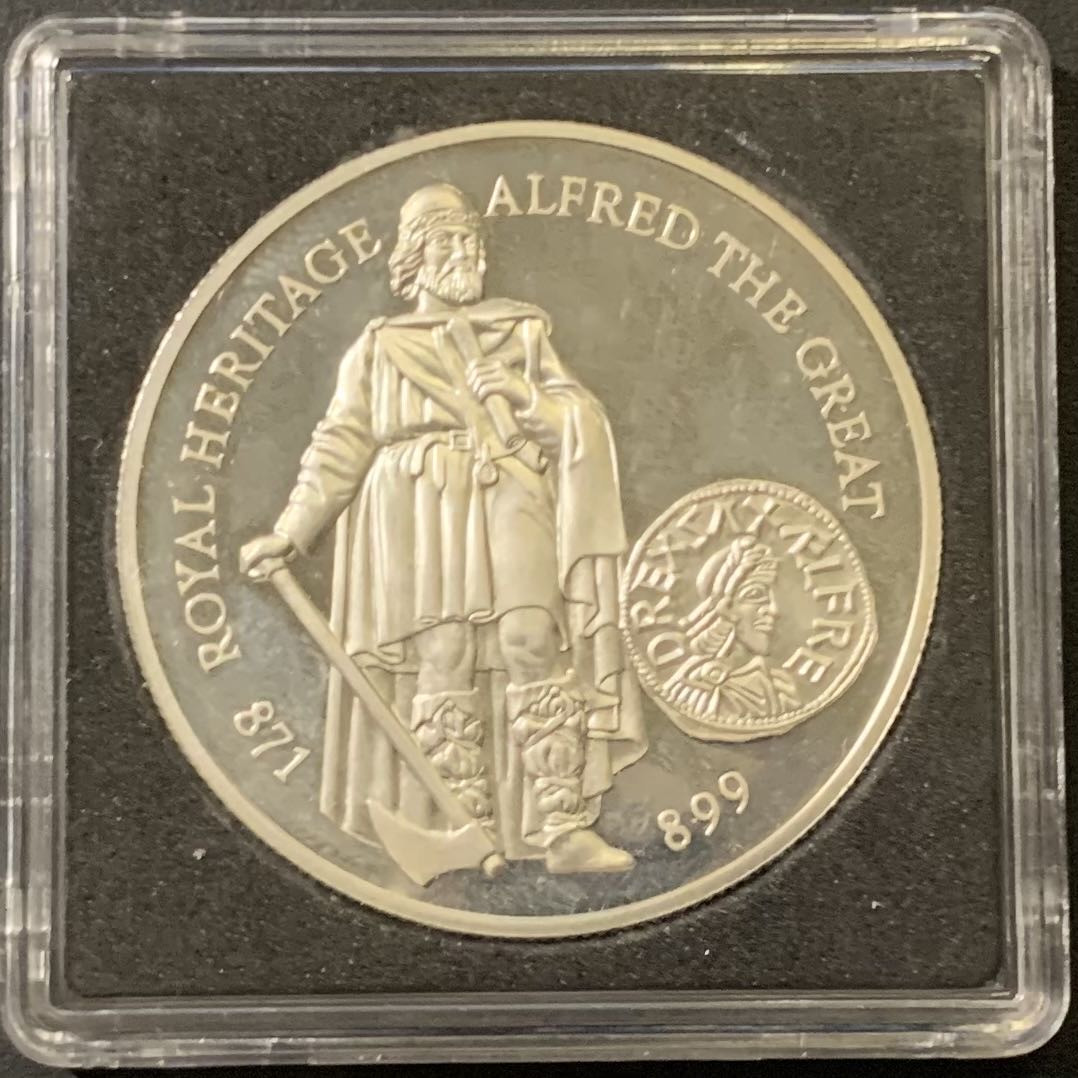 紫瑗钱币——微拍第111期 福克兰群岛 1996年 皇家遗产-阿尔弗雷德大帝 2磅 28.28克 0.925银
