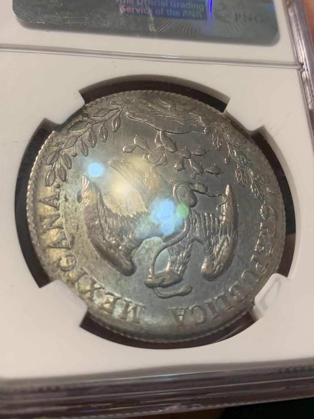 紫瑗钱币——微拍第111期 墨西哥 1895年 CNAM 8里亚尔 花边鹰洋 NGC AU55 老包浆
