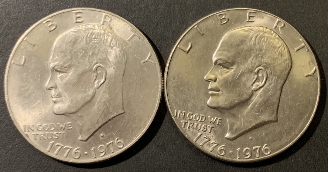 紫瑗钱币——微拍第111期 美国 1976年 建国200周年 艾圣豪威尔 1美元 大镍币 2枚一组