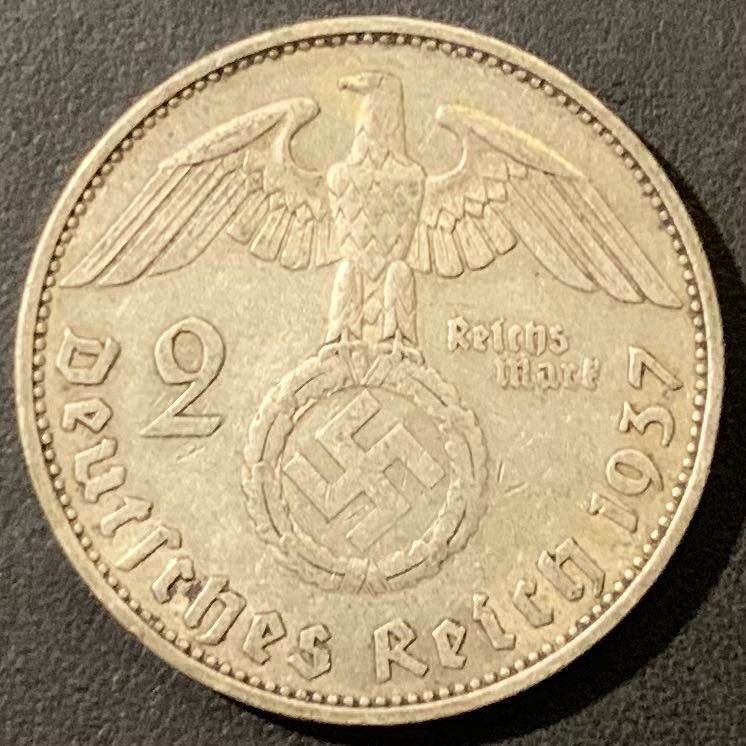 紫瑗钱币——微拍第111期 德国 1937年 A版 兴登堡 2马克 8克 0.625银