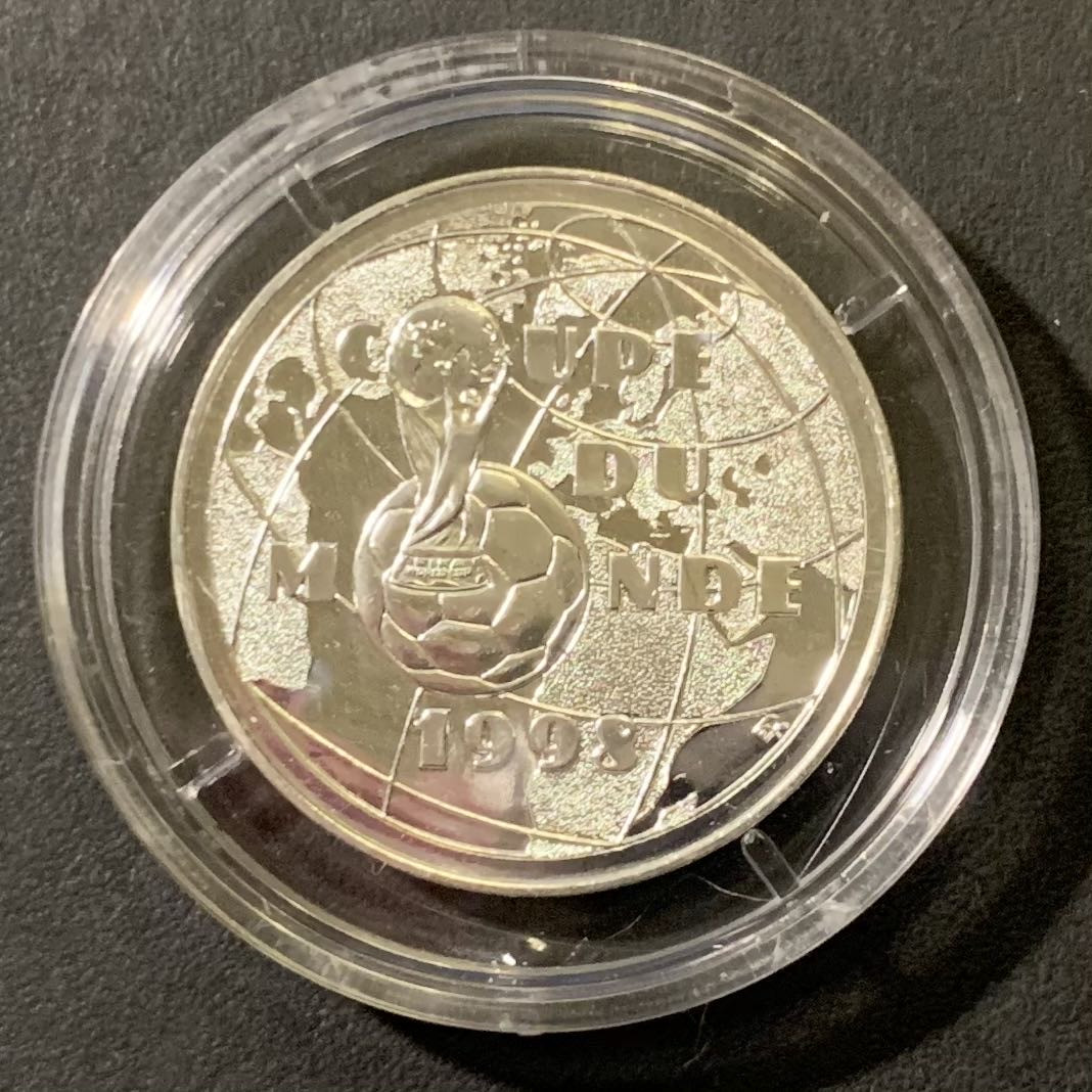 紫瑗钱币——微拍第111期 法国 1997年 98世界杯 1法郎 12克 0.9银 UNC 原盒