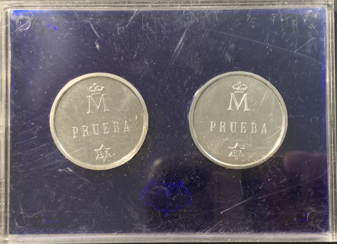 紫瑗钱币——微拍第111期 西班牙 1987年 500比塞塔 样币 2枚一套 原厂盒