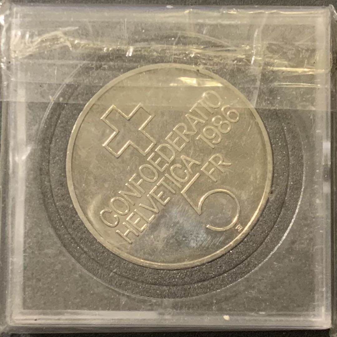 紫瑗钱币——微拍第111期 瑞士 1986年 圣帕赫战役500周年纪念 5法郎 镍币 UNC