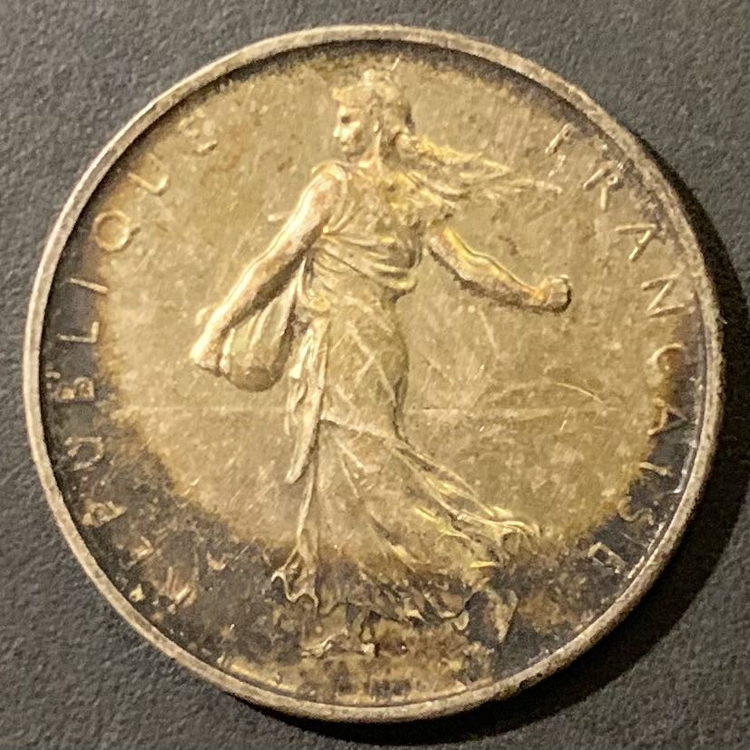 紫瑗钱币——微拍第111期 法国 1961年 播种女神 5法郎 12克 0.835银 月牙彩