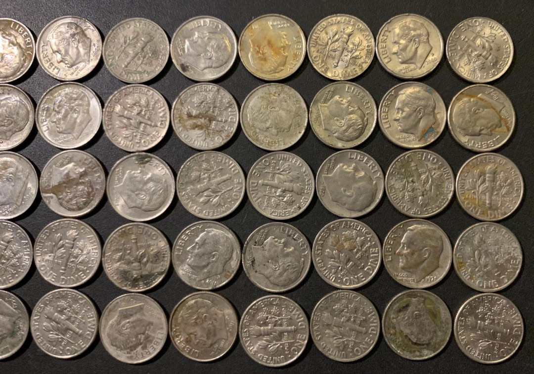 紫瑗钱币——微拍第111期 美国 1965年之后 罗斯福 10美分 镍币 共45枚 流通品