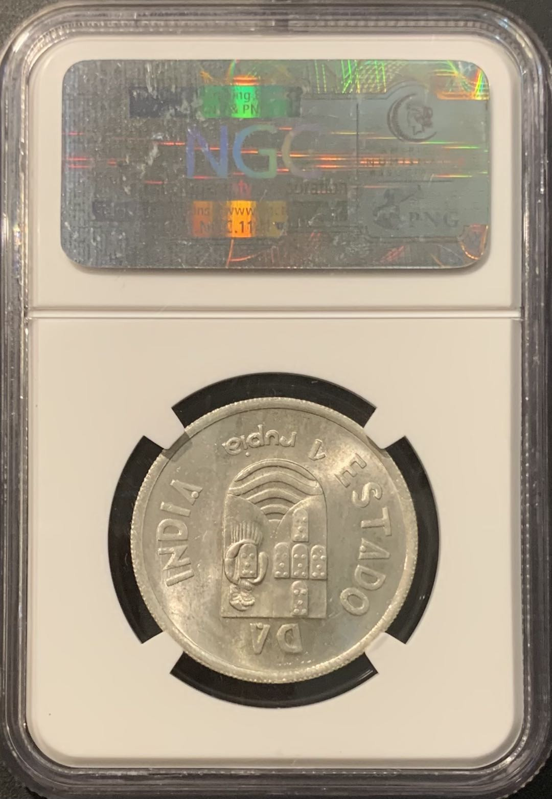 紫瑗钱币——微拍第111期 葡属印度 1935年 1卢比 银币 NGC MS64 