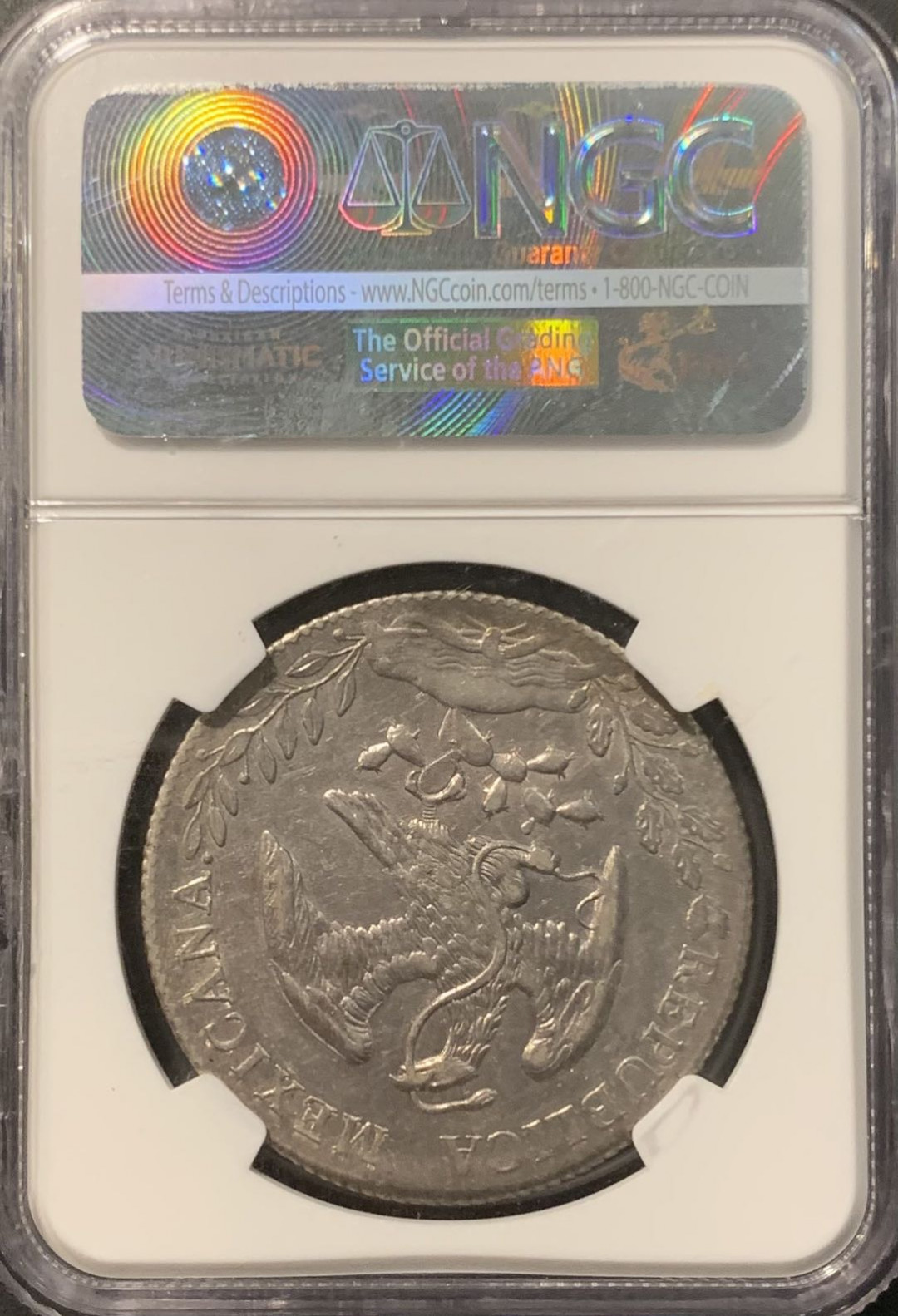 紫瑗钱币——微拍第111期 墨西哥 1895年 CNAM 8里亚尔 花边鹰洋 NGC AU55 老包浆